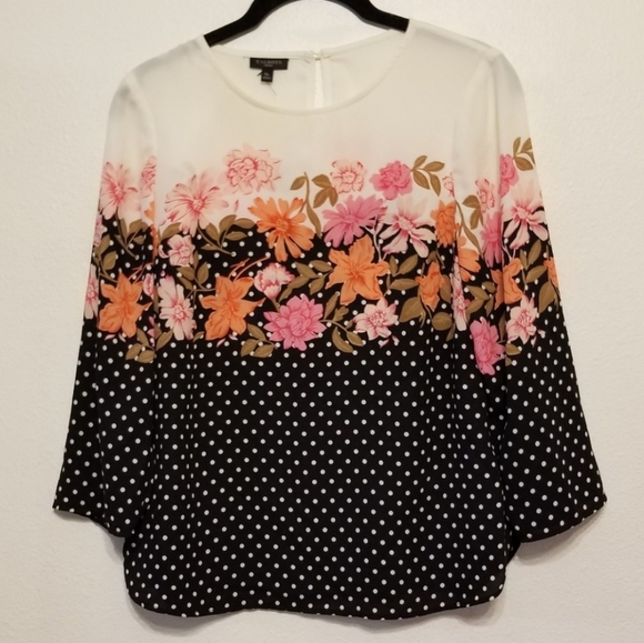 Talbots Polka Dots & Flowers top - Picture 2 of 6